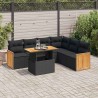 Salon de jardin 8 pcs avec coussins marron cire bois pin massif 501419501419