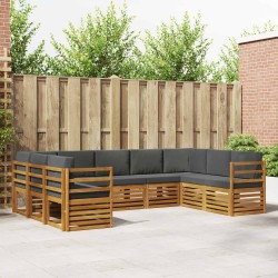 Salon de jardin 12 pcs avec coussins gris Bois de pin massif 501522501522