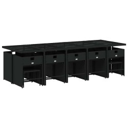 Salon de jardin 8 pcs avec coussins noir résine tressée 501824501824