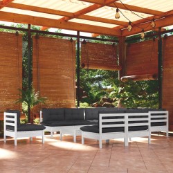 Salon de jardin 8 pcs avec coussins noir résine tressée 501875501875