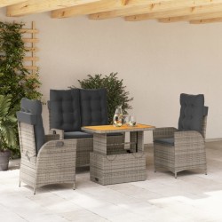 Salon de jardin 8 pcs avec coussins noir résine tressée 501877501877