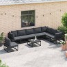 Salon de jardin 9 pcs avec coussins noir résine tressée 502069502069