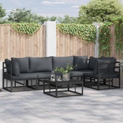 Salon de jardin 9 pcs avec coussins noir résine tressée 502074502074