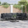 Salon de jardin 9 pcs avec coussins noir résine tressée 502074502074
