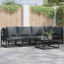 Salon de jardin 9 pcs avec coussins noir résine tressée 502313502313