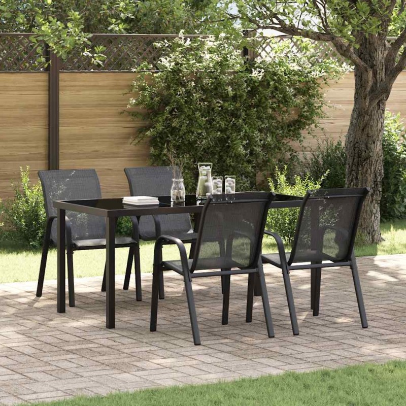 Salon de jardin 9 pcs avec coussins noir résine tressée 502330502330