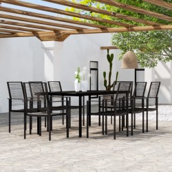 Salon de jardin 9 pcs avec coussins noir résine tressée 502341502341