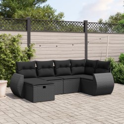 Salon de jardin 9 pcs avec coussins noir résine tressée 502459502459