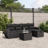 Salon de jardin 9 pcs avec coussins noir résine tressée 502461502461