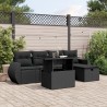 Salon de jardin 9 pcs avec coussins noir résine tressée 502465502465