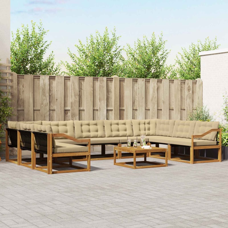 Ensemble de canapé de jardin avec coussin 9 pcs Noir et Crème 502580502580