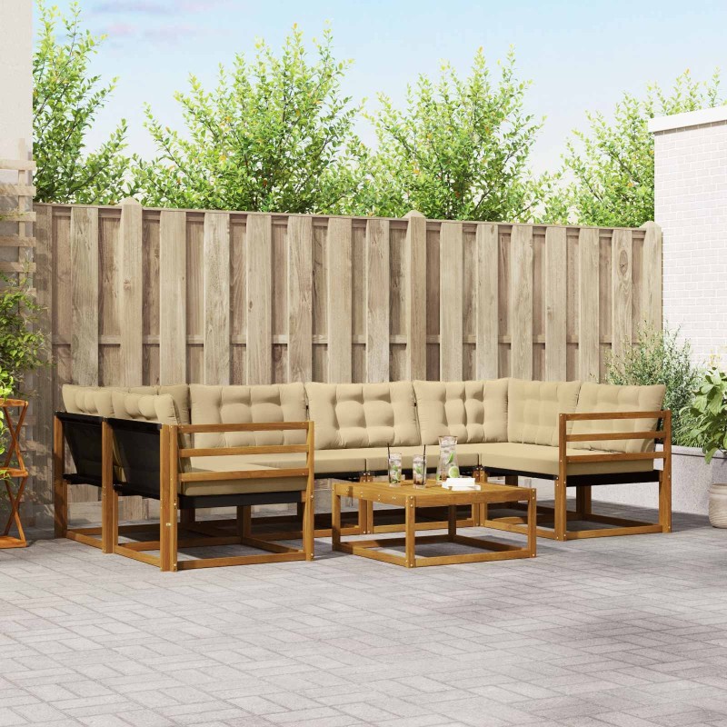 Ensemble de salle à manger pour jardin 6 pcs Noir et Beige 502585502585