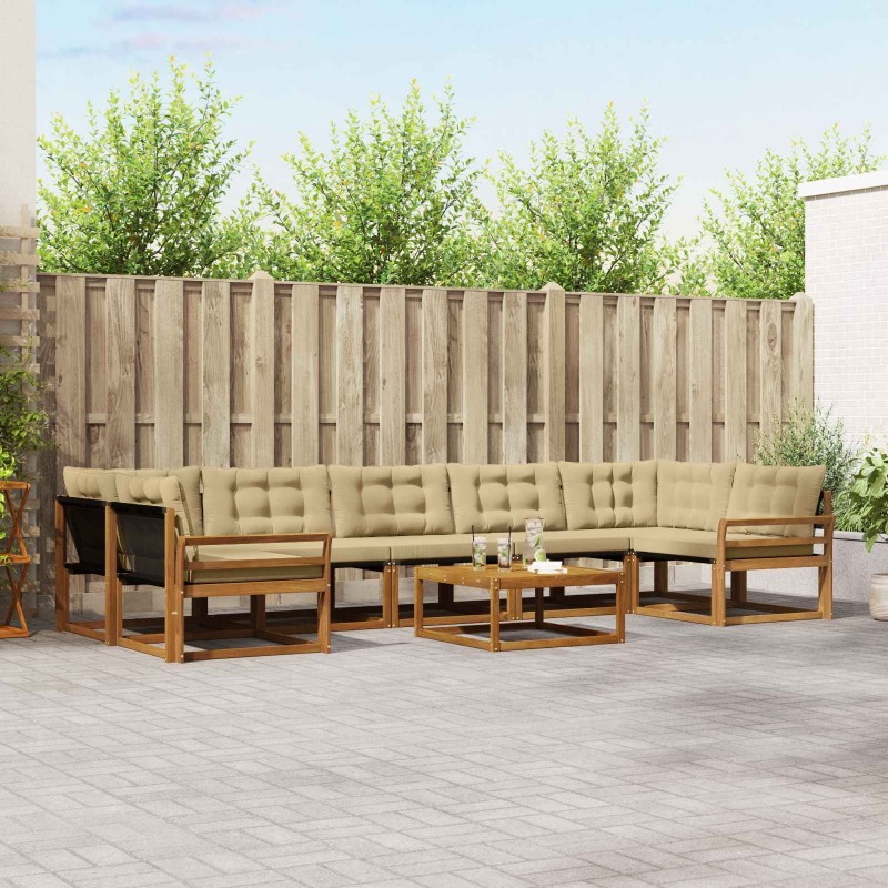 Ensemble de canapé de jardin 10 pcs Beige Poly rotin 502587502587