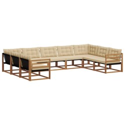 Ensemble de canapé de jardin 10 pcs Noir Poly rotin 502598502598