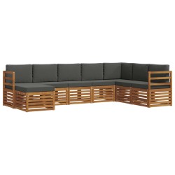 Ensemble de canapé de jardin avec coussin 7 pcs Marron et Crème 502687502687