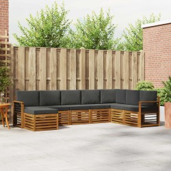 Ensemble de canapé de jardin avec coussin 8 pcs Marron et Crème 502691502691