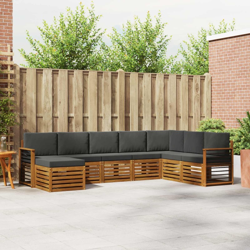 Ensemble de canapé de jardin avec coussin 8 pcs Marron et Crème 502691502691