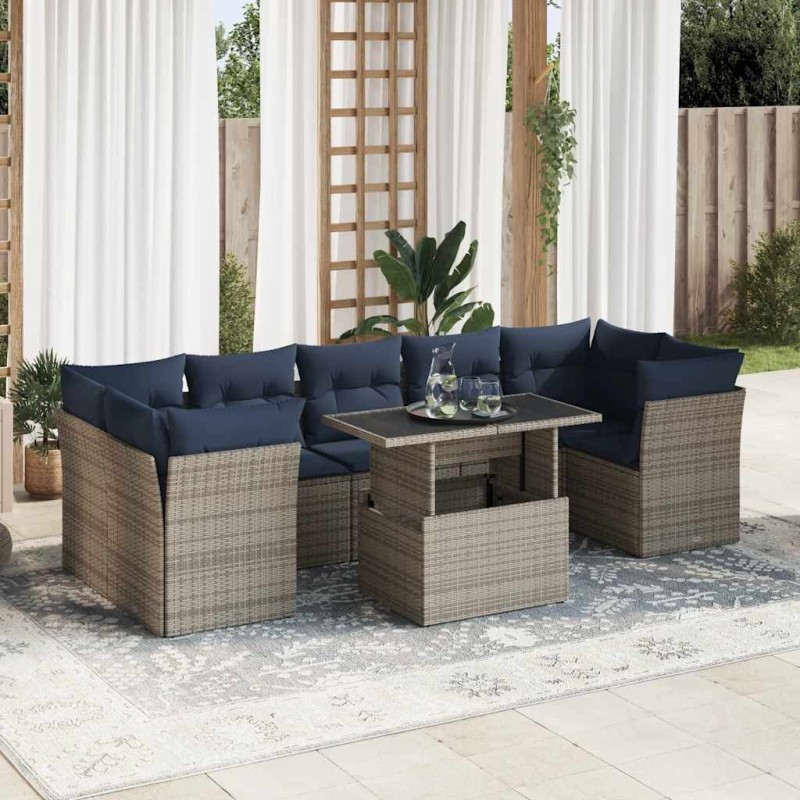 Ensemble de canapé de jardin 11 pcs Beige et Gris clair 502698502698