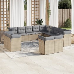 Ensemble de canapé de jardin 11 pcs Beige et Gris clair 502707502707