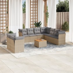 Ensemble de canapé de jardin 11 pcs Beige et Gris clair 502725502725