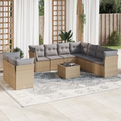 Ensemble de canapé de jardin 10 pcs Beige et Gris clair 502730502730
