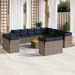 Ensemble de canapé de jardin 11 pcs Beige et Gris clair 502732502732