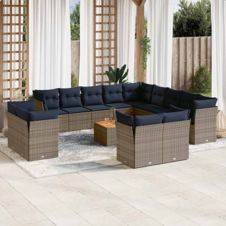 Ensemble de canapé de jardin 11 pcs Beige et Gris clair 502732502732