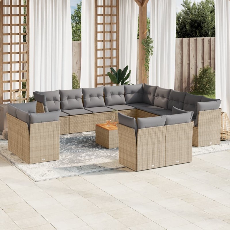 Ensemble de canapé de jardin 11 pcs Beige et Gris clair 502733502733