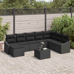 Ensemble de canapé de jardin avec coussin 9 pcs Gris polyrotin 502762502762