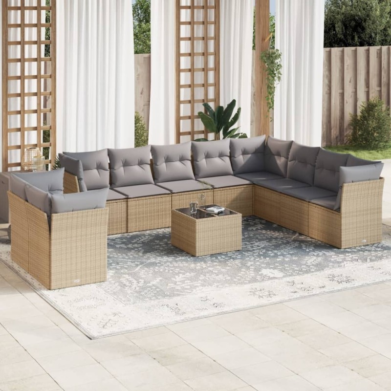 Ensemble de salle à manger pour jardin 7 pcs Beige et gris 502770502770