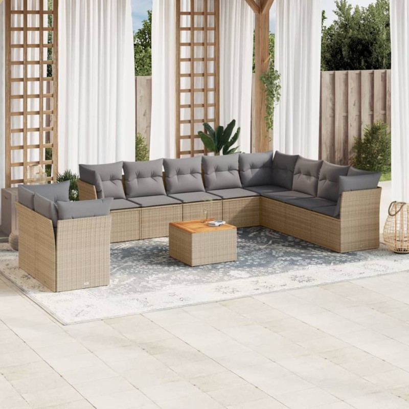 Ensemble de salle à manger pour jardin 7 pcs Beige et gris 502778502778