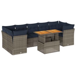 Ensemble de canapé de jardin 10 pcs Beige et Gris clair 502842502842