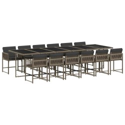 Ensemble de canapé de jardin avec coussin 11 pcs Gris polyrotin 502865502865