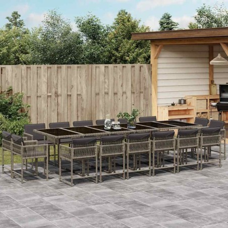 Ensemble de canapé de jardin avec coussin 11 pcs Gris polyrotin 502872502872