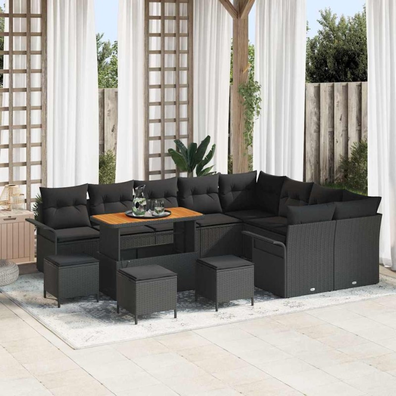 Ensemble de canapé de jardin 12 pcs Gris Poly rotin 502888502888