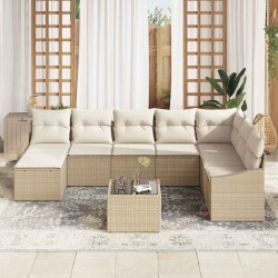 Ensemble de canapé de jardin avec coussin 9 pcs Gris polyrotin 502933502933