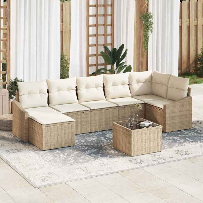 Ensemble de canapé de jardin avec coussin 9 pcs Gris Poly rotin 502950502950