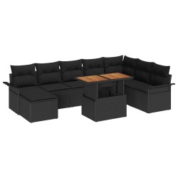 Ensemble de canapé de jardin avec coussin 17 pcs Noir polyrotin 502984502984