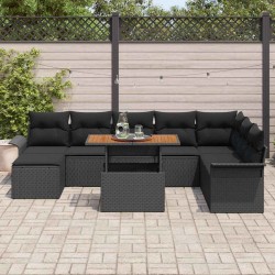 Ensemble de canapé de jardin avec coussin 17 pcs Noir polyrotin 502984502984