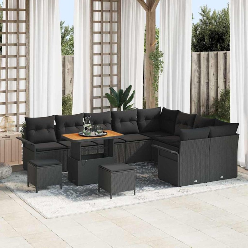 Ensemble de canapé de jardin 12 pcs Gris Poly Rattan 503008503008