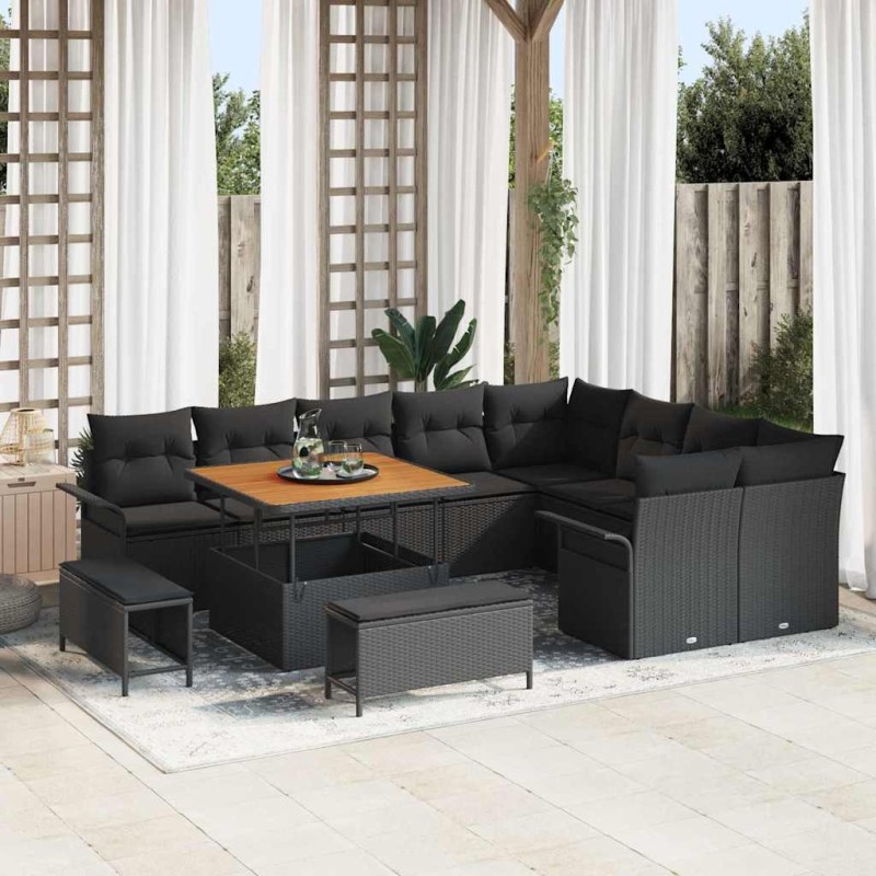 Ensemble de canapé de jardin 12 pcs Gris Poly Rattan 503086503086