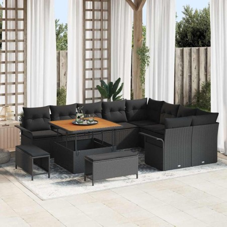 Ensemble de canapé de jardin 12 pcs Gris Poly Rattan 503086503086