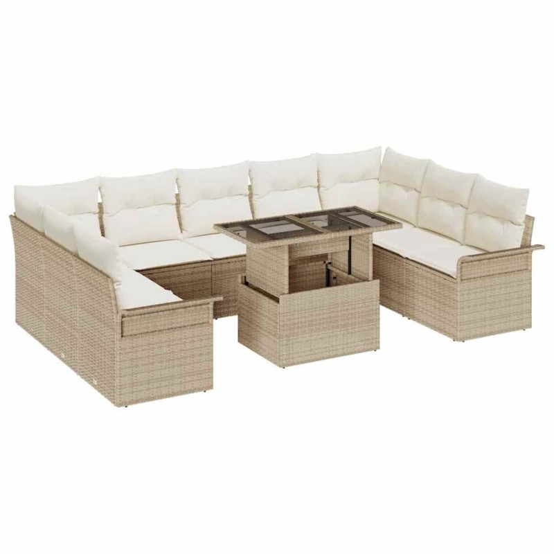 Ensemble de canapé de jardin 9 pcs Beige et Gris clair 503104503104