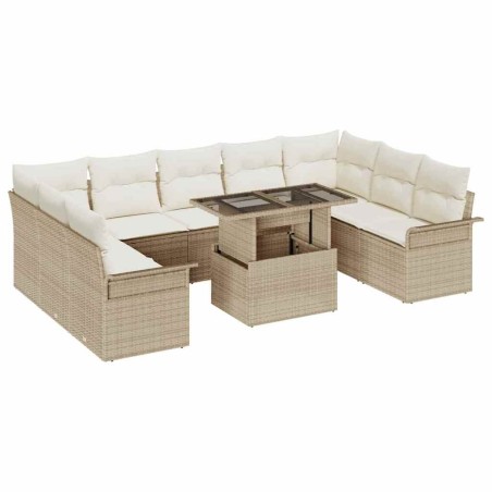 Ensemble de canapé de jardin 9 pcs Beige et Gris clair 503104503104