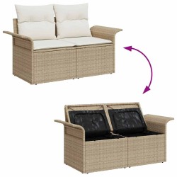 Ensemble de canapé de jardin 9 pcs Beige et Gris clair 503104503104