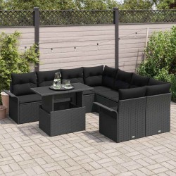 Ensemble de canapé de jardin 10 pcs Gris Poly Rattan 503110503110