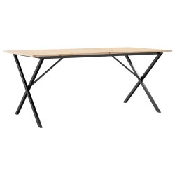 Table à manger cadre en X 180x90x75 cm bois de pin massif acier 507832507832