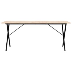 Table à manger cadre en X 180x90x75 cm bois de pin massif acier 507832507832