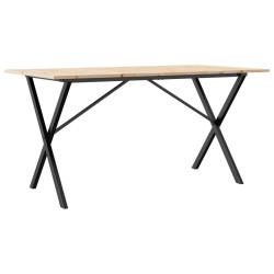 Table à manger cadre en X 140x80x75 cm bois de pin massif acier 507834507834
