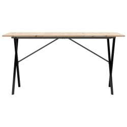 Table à manger cadre en X 140x80x75 cm bois de pin massif acier 507834507834